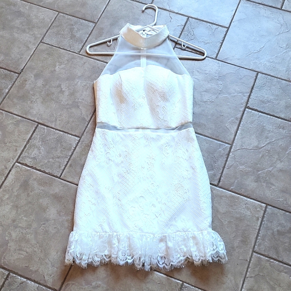 White Lace Mini Skirt Dress Women's Junior's Size XS S